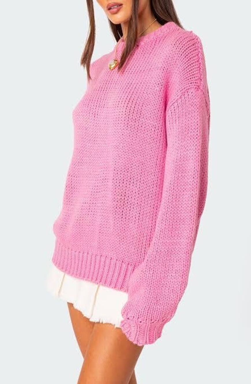 Edikted Aiden Oversized Chunky Knit Sweater in pink Size XS/S